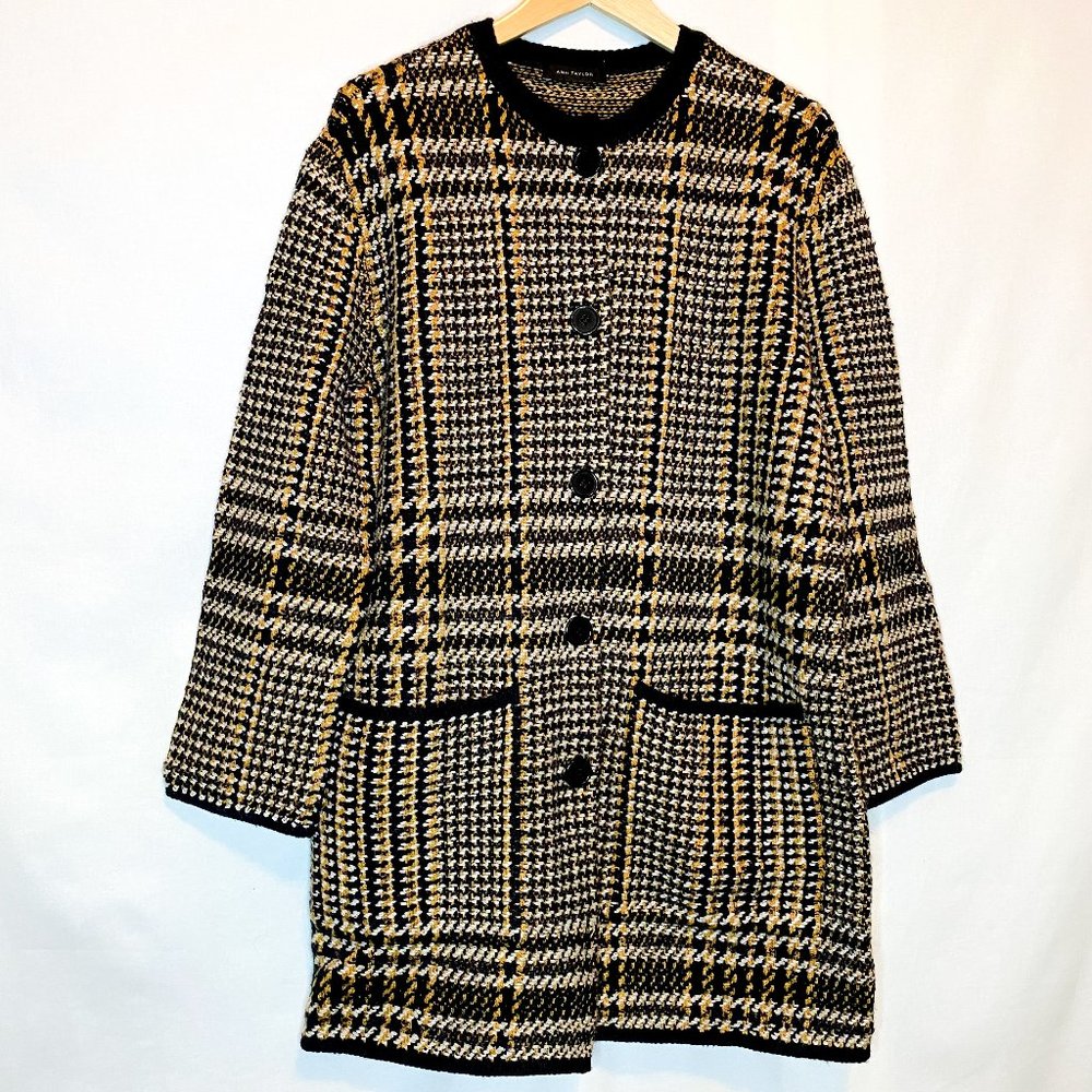 Ann Taylor Plaid Sweater Long Cardigan
